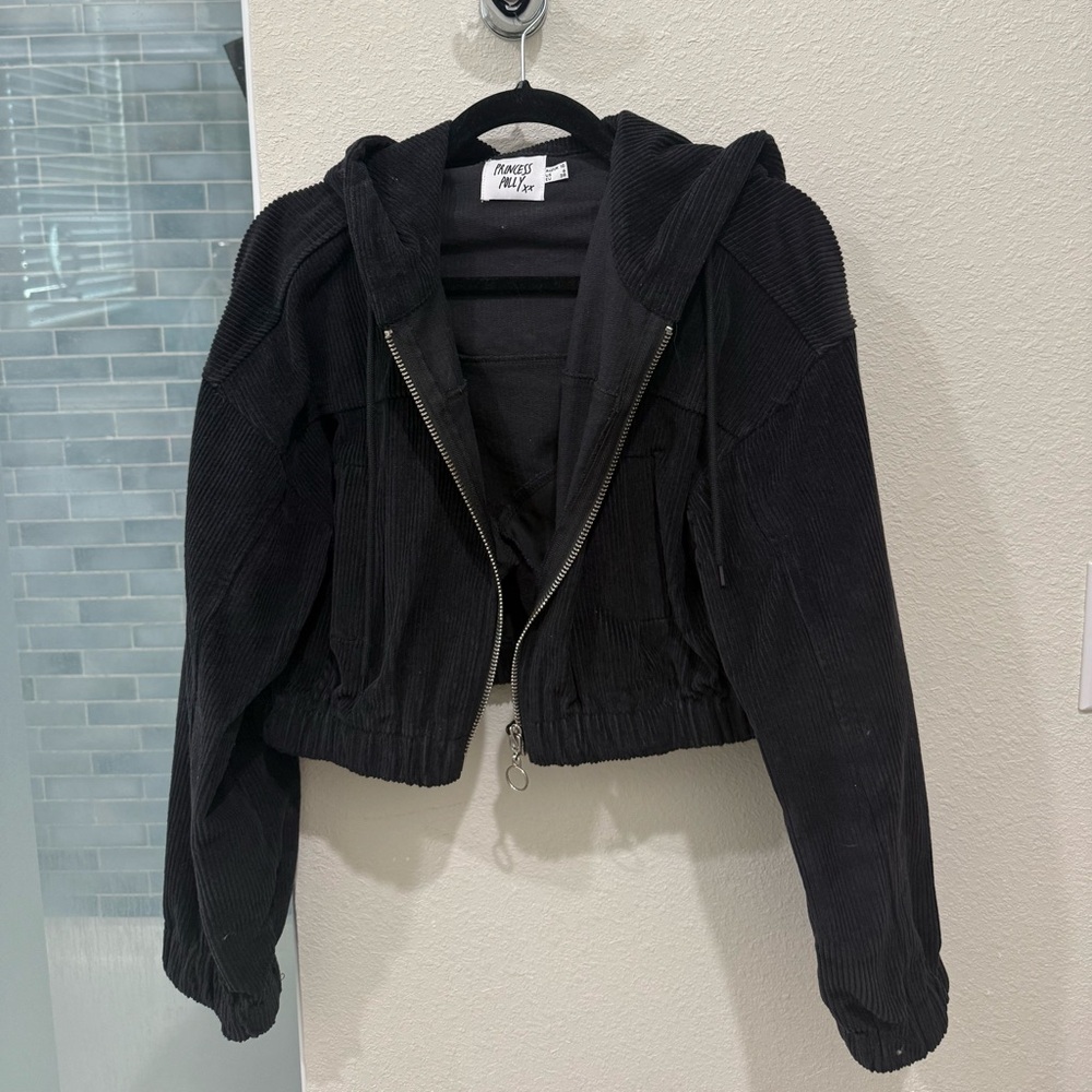 Princess Polly Cropped Corduroy Jacket - Black